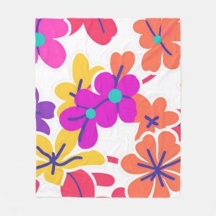 Y2K Vibrant Wildflower Bold Retro Spring Design Fleece Blanket