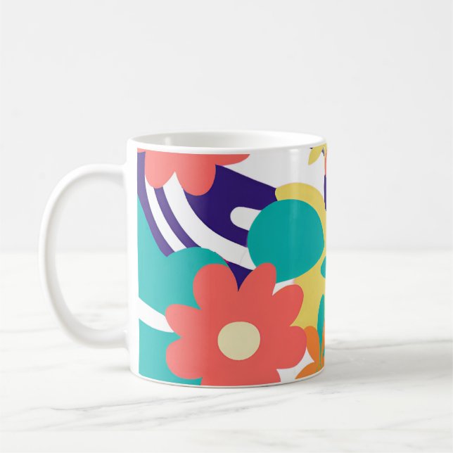 Y2K Wildflower Bold Retro Spring Kitchen Decor Coffee Mug (Left)