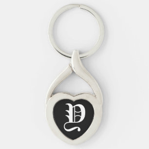 "Y" Black Heart Keychain