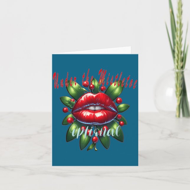 Y Christmas Mistletoe Lips - Naughty Holiday Tee W Card (Front)