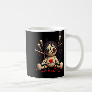 Y Cute Sitting Voodoo Doll Halloween Valentine Day Coffee Mug