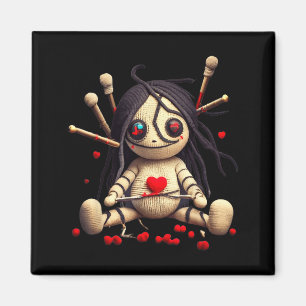 Y Cute Sitting Voodoo Doll Halloween Valentine Day Magnet