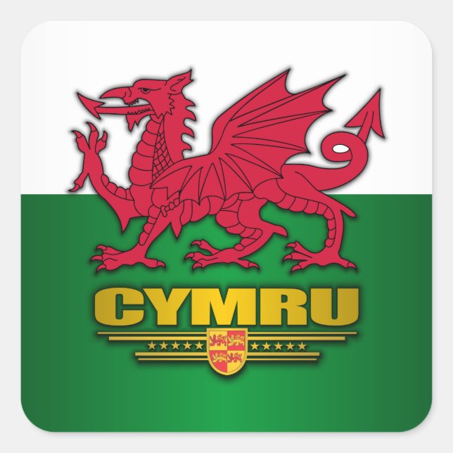 Y Ddraig Goch Square Sticker (Front)