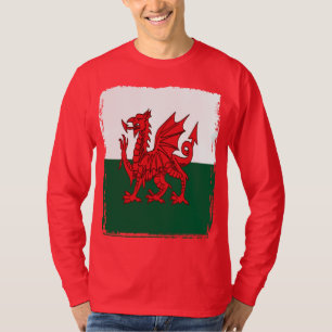 Y Ddraig Goch The Red Dragon Grunge Welsh Flag T-Shirt