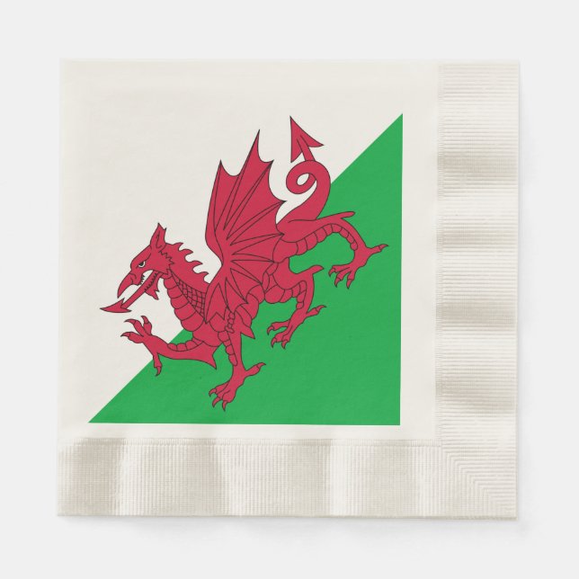 Y Ddraig Goch: Welsh Flag Coined Luncheon Napkins (Front)