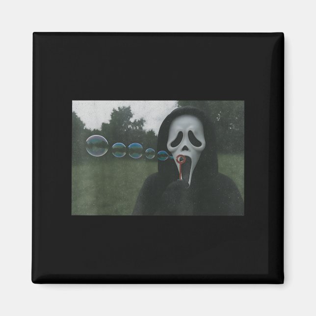 Y Face Blowing Bubbles Funny Horror Halloween Meme Magnet (Front)