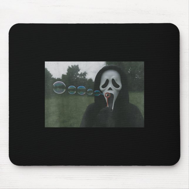 Y Face Blowing Bubbles Funny Horror Halloween Meme Mouse Pad (Front)