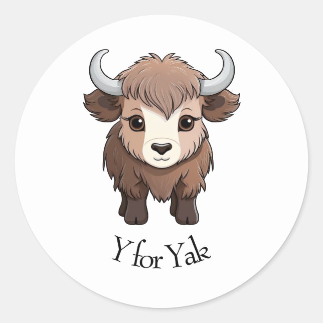 Y for Yak Classic Round Sticker (Front)