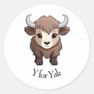 Y for Yak Classic Round Sticker