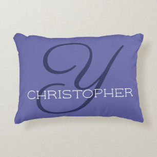 Y Initial Calligraphy Name Trendy Very Peri Blue Decorative Cushion