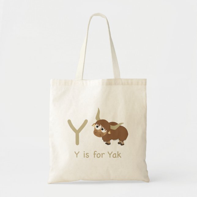 Y is for Yak Tote Bag (Front)