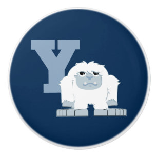 Y is for Yeti Cute Cartoon Yeti Monster Ceramic Knob