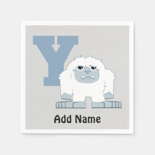 Y is for Yeti Cute Cartoon Yeti Monster Napkin