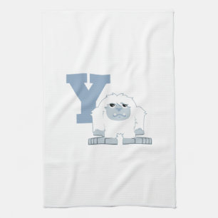 Y is for Yeti Cute Cartoon Yeti Monster Tea Towel