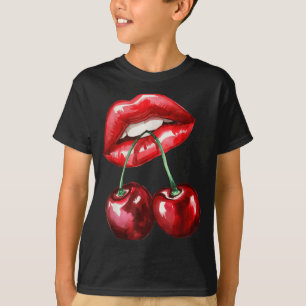 Y Lips Cherry Trendy Vintage Retro Cherry Valentin T-Shirt