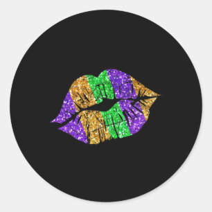 Y Lips Funny Mardi Gras Party Costume Vintage Classic Round Sticker