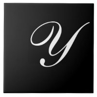 Y Monogram Initial White on Black