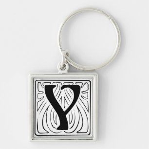 Y Monogramm schwarz weiß Schlüsselanhänger Key Ring