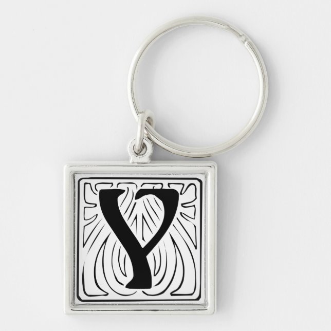 Y Monogramm schwarz weiß Schlüsselanhänger Key Ring (Front)