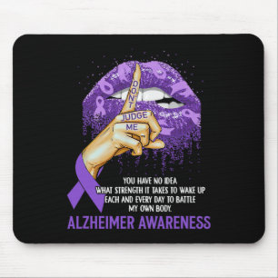 Y Purple Lips Heimerheimer Awareness Ribbon Don't Mouse Pad