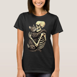Y Skeleton Hugging Cat Halloween Lovers Human Pro T-Shirt