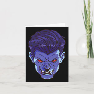 Y Vampire Halloween Monster Face Scary Fangs Costu Card