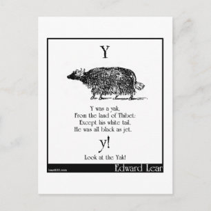 Y was a yak postcard