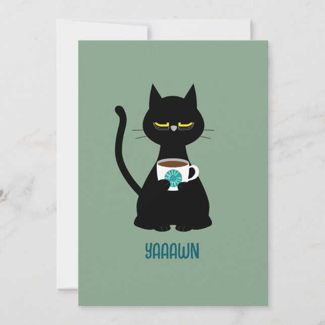 YAAAWN sleepy cat greeting card (Front)