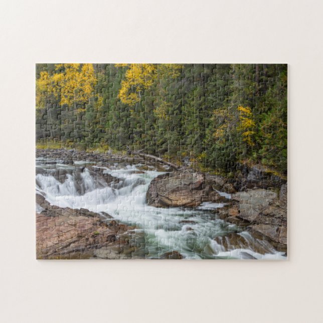 Yaak Falls In Autumn In The Kootenai National Jigsaw Puzzle (Horizontal)
