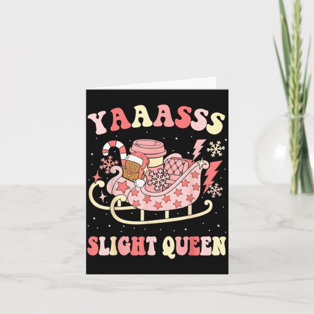 Yaas Sleigh Queen Sleigh Girl Matching Christmas P Card (Front)