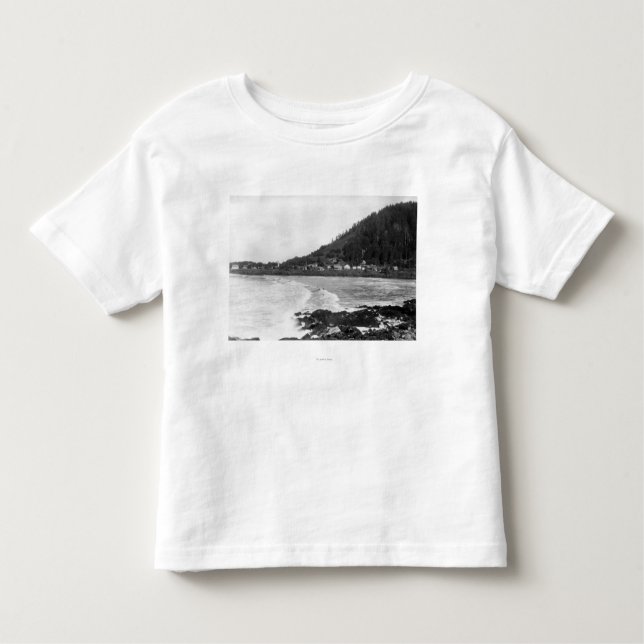 Yachats, Oregon Town View and Ocean Photograph Toddler T-Shirt (Front)