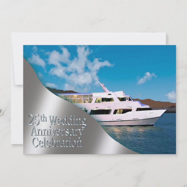 Yacht 25th Wedding Anniversary | daylight Invitation (Front)