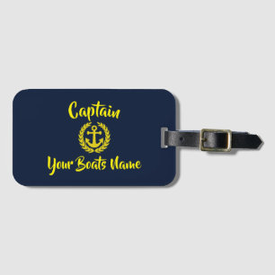 Yacht anchor sailing boat captain text luggage tag