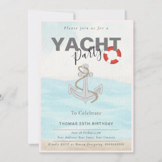 Yacht Boat Cruise Birthday Party  Invitation