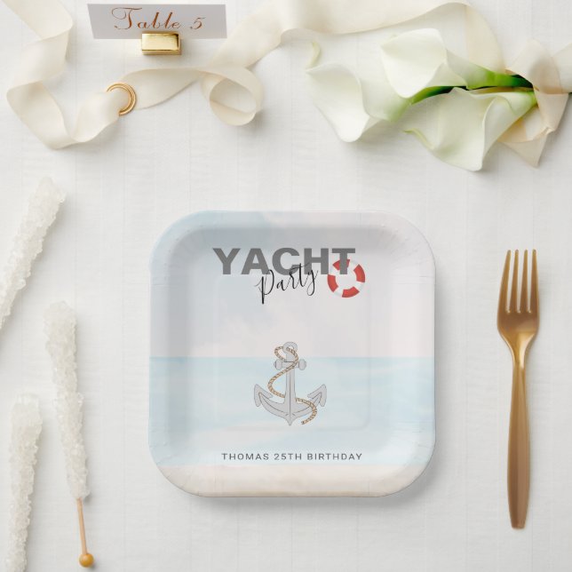 Yacht Boat Cruise Birthday Party  Paper Plate (Wedding)