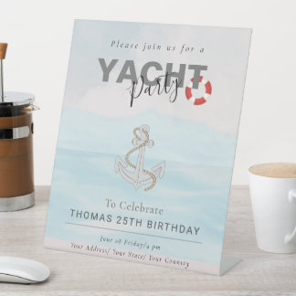 Yacht Boat Cruise Birthday Party  Pedestal Sign