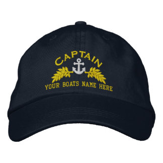 Yacht Captain & ships anchor Embroidered Hat