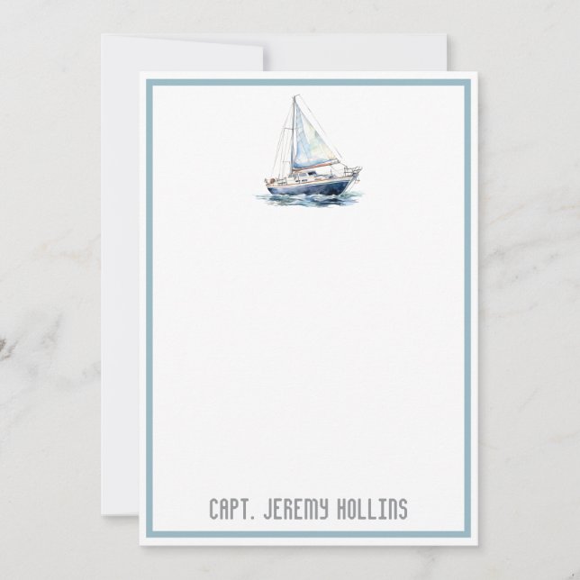 Yacht Captain Skipper customised name note card (Front)