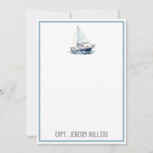 Yacht Captain Skipper customised name note card