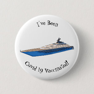 Yacht cartoon illustration 6 cm round badge