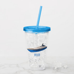 Yacht cartoon illustration  acrylic tumbler