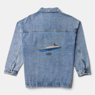 Yacht cartoon illustration denim jacket