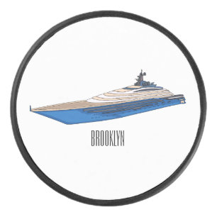 Yacht cartoon illustration hockey puck