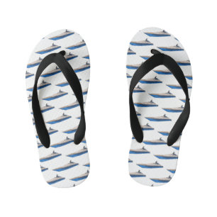 Yacht cartoon illustration kid's jandals