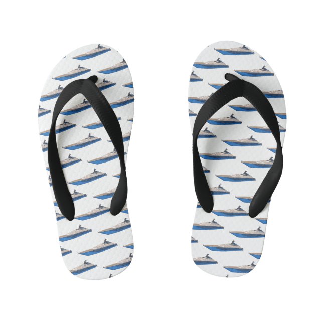 Yacht cartoon illustration  kid's jandals (Footbed)