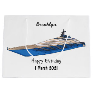 Yacht cartoon illustration large gift bag