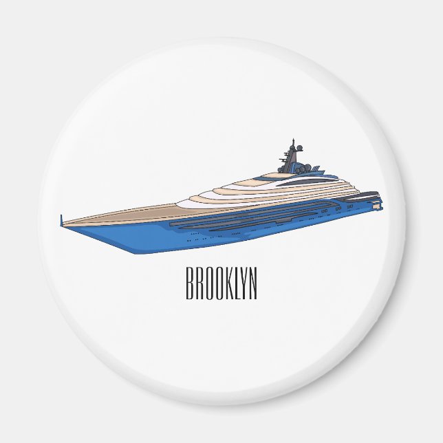 Yacht cartoon illustration  magnet (Front)