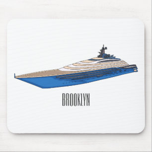 Yacht cartoon illustration mouse pad
