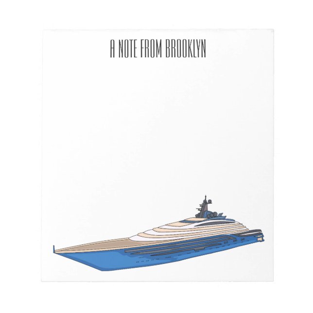 Yacht cartoon illustration notepad (Front)