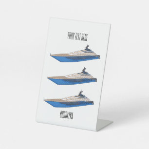 Yacht cartoon illustration pedestal sign